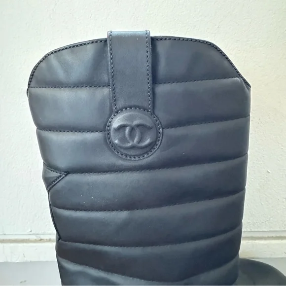 Chanel Leather Motorcycle Boots Size 39.5 - Picture 5 of 6